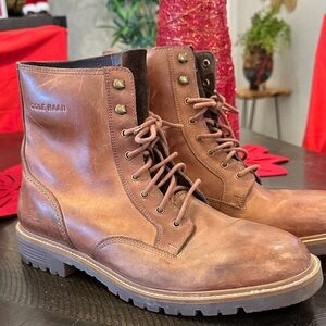 Cole Haan Men's Tan Leather Lace-Up Boots